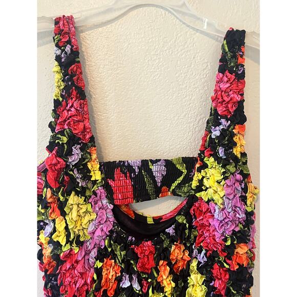 NWT Anthropologie x Yukiko Noritake Floral Square-Neck Pebble-Smocked Dress L/XL - Picture 6 of 8